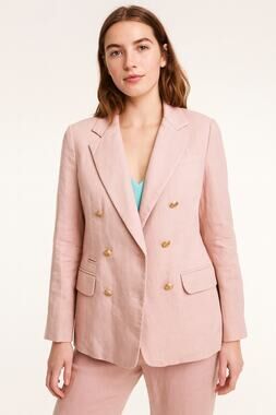 J. Crew Bristol Blazer in Stretch Linen Blend Pale Pink